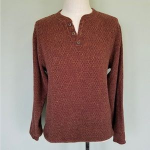 Oscar De La Renta Henley Chunky Pullover Sweater